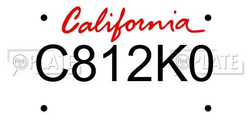 C812K0 California License Plate
