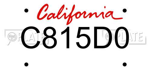 C815D0 California License Plate