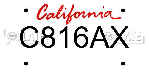 C816AX California License Plate