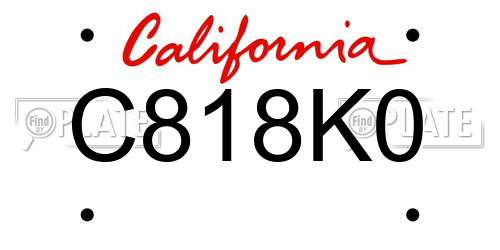 C818K0 California License Plate