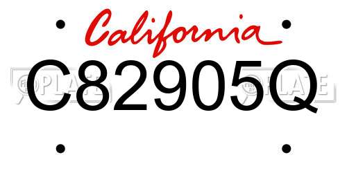 C82905Q California License Plate