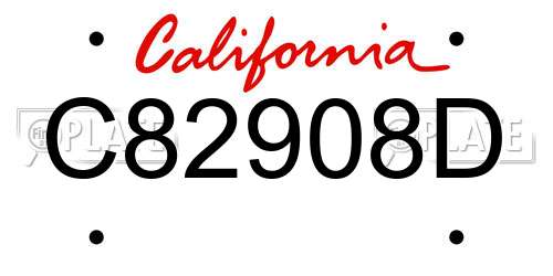 C82908D California License Plate