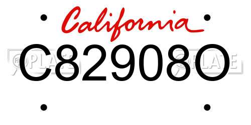 C82908O California License Plate