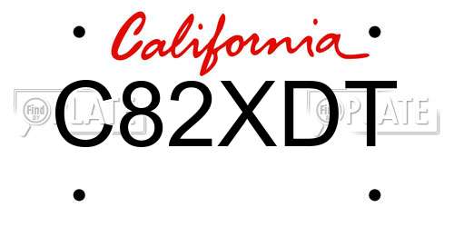 C82XDT California License Plate
