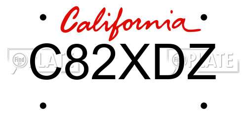 C82XDZ California License Plate