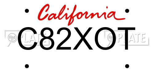C82XOT California License Plate