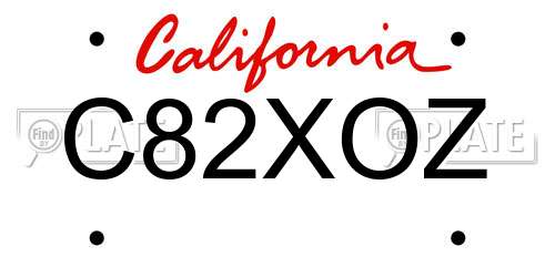 C82XOZ California License Plate