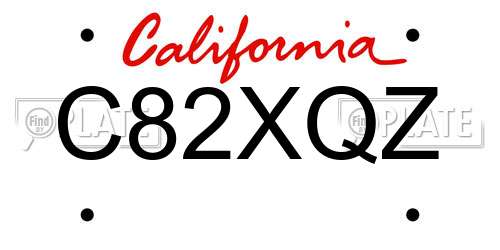C82XQZ California License Plate