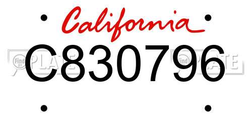 C830796 California License Plate