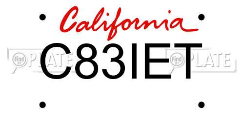C83IET California License Plate