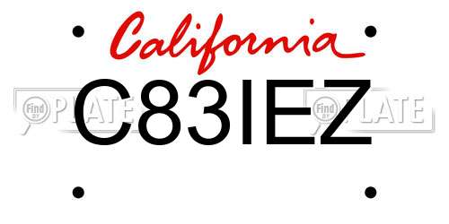 C83IEZ California License Plate