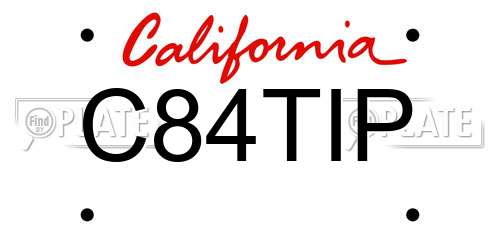 C84TIP California License Plate