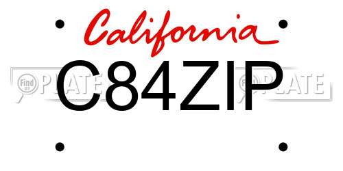 C84ZIP California License Plate
