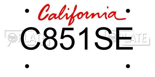 C851SE California License Plate