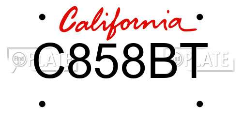 C858BT California License Plate