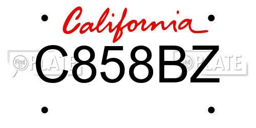 C858BZ California License Plate