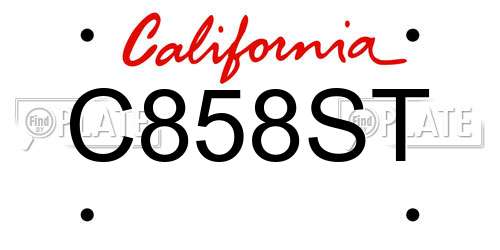 C858ST California License Plate