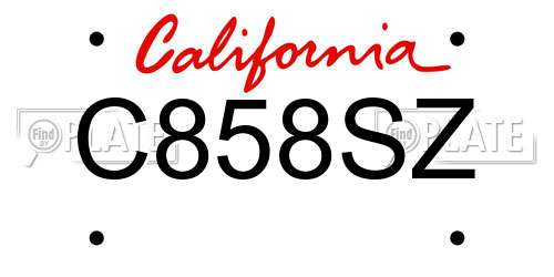 C858SZ California License Plate