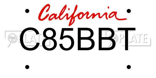 C85BBT California License Plate