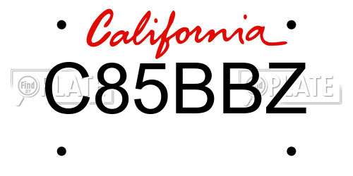 C85BBZ California License Plate