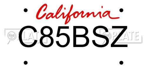 C85BSZ California License Plate