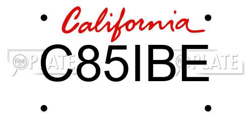 C85IBE California License Plate