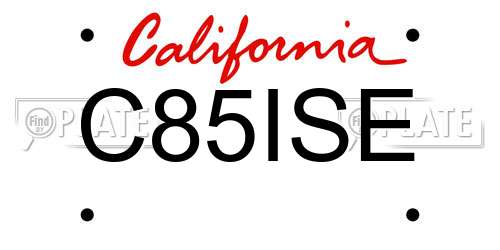 C85ISE California License Plate