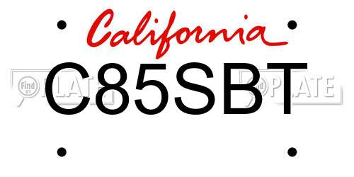 C85SBT California License Plate