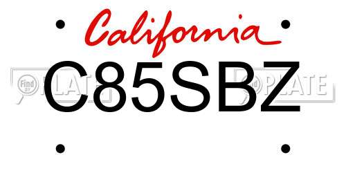 C85SBZ California License Plate