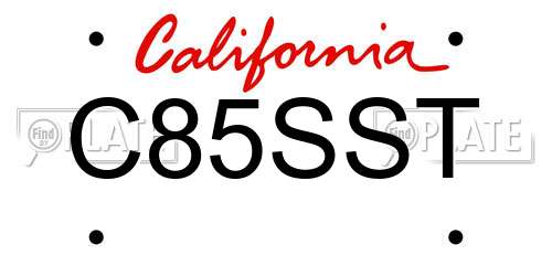 C85SST California License Plate