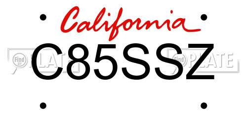 C85SSZ California License Plate