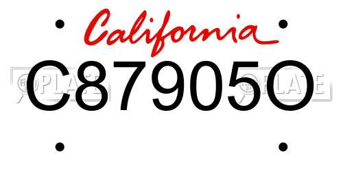 C87905O California License Plate