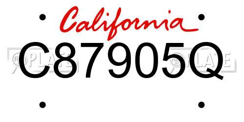 C87905Q California License Plate