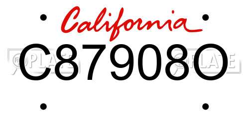 C87908O California License Plate