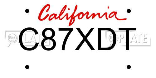 C87XDT California License Plate