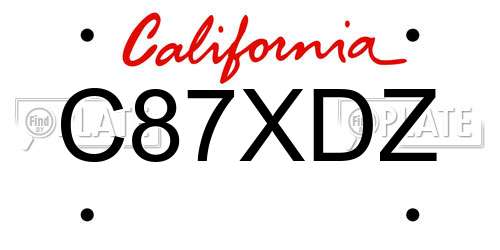 C87XDZ California License Plate