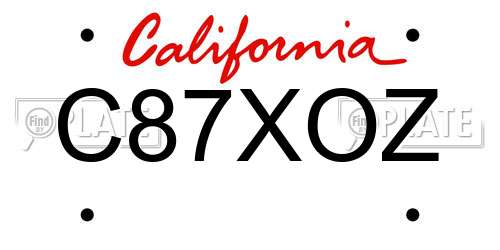 C87XOZ California License Plate