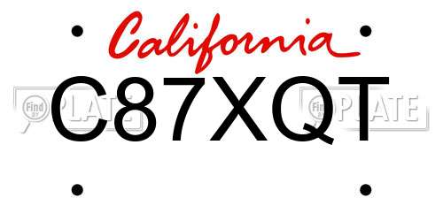 C87XQT California License Plate