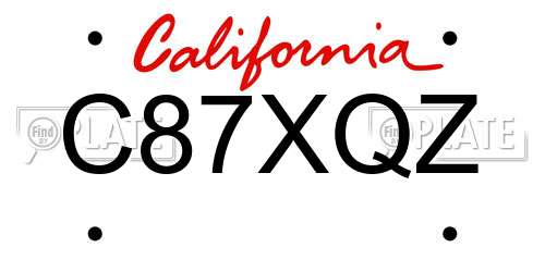 C87XQZ California License Plate