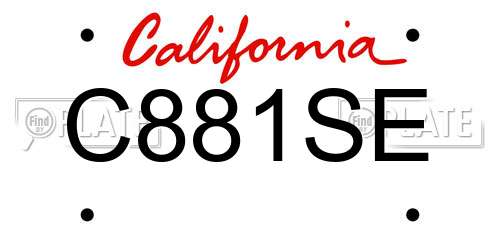 C881SE California License Plate