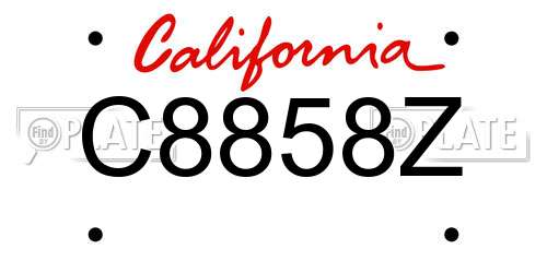 C8858Z California License Plate