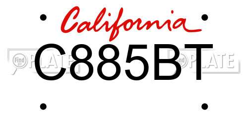 C885BT California License Plate