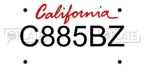 C885BZ California License Plate