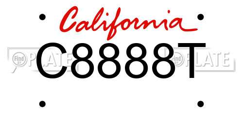 C8888T California License Plate