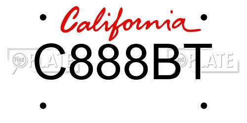 C888BT California License Plate