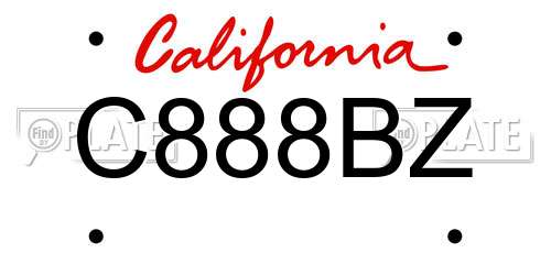 C888BZ California License Plate