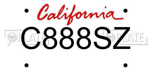 C888SZ California License Plate