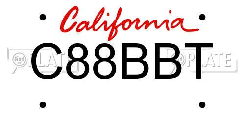 C88BBT California License Plate