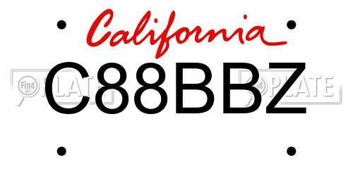 C88BBZ California License Plate