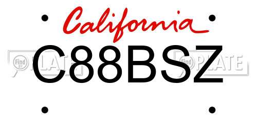 C88BSZ California License Plate